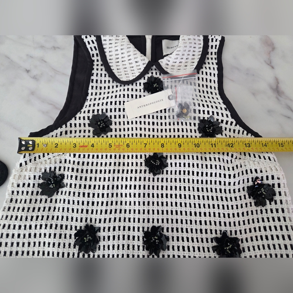 Maeve‎ Sleeveless Embellished Drop Waist Mini Dress Croceht,Tulle And Flower - Picture 13 of 14